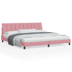 vidaXL Estructura de cama con cabecero de terciopelo rosa 200x200 cm