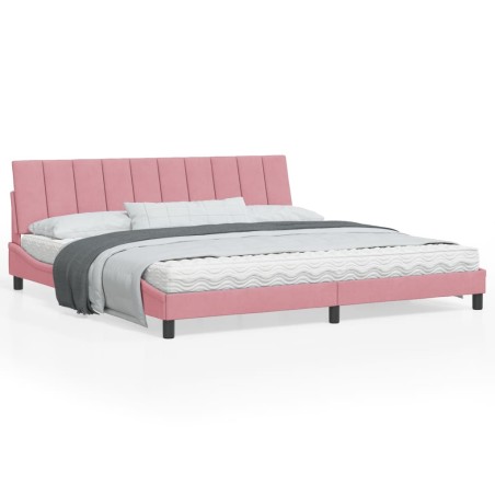 vidaXL Estructura de cama con cabecero de terciopelo rosa 200x200 cm