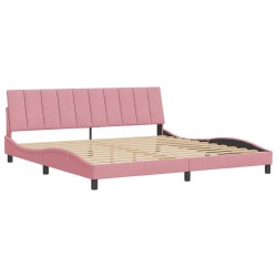 vidaXL Estructura de cama con cabecero de terciopelo rosa 200x200 cm