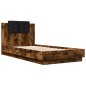 vidaXL Cama con cabecero madera de ingeniería roble ahumado 90x190 cm vidaXL Cama con cabecero madera de ingeniería roble ahumado 90x190 cm