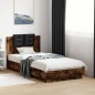 vidaXL Cama con cabecero madera de ingeniería roble ahumado 90x190 cm vidaXL Cama con cabecero madera de ingeniería roble ahumado 90x190 cm