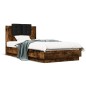 vidaXL Cama con cabecero madera de ingeniería roble ahumado 75x190 cm vidaXL Cama con cabecero madera de ingeniería roble ahumado 75x190 cm