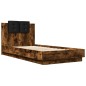 vidaXL Cama con cabecero madera de ingeniería roble ahumado 75x190 cm vidaXL Cama con cabecero madera de ingeniería roble ahumado 75x190 cm