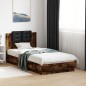 vidaXL Cama con cabecero madera de ingeniería roble ahumado 75x190 cm vidaXL Cama con cabecero madera de ingeniería roble ahumado 75x190 cm