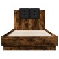 vidaXL Cama con cabecero madera de ingeniería roble ahumado 75x190 cm vidaXL Cama con cabecero madera de ingeniería roble ahumado 75x190 cm