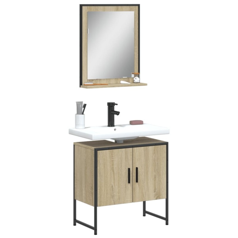 vidaXL Set de muebles de baño 2 pzas madera de ingeniería roble sonoma vidaXL Set de muebles de baño 2 pzas madera de ingeniería roble sonoma