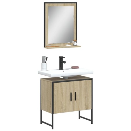 vidaXL Set de muebles de baño 2 pzas madera de ingeniería roble sonoma
