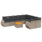 vidaXL Set de sofás de jardín 10 pzas con cojines ratán sintético gris vidaXL Set de sofás de jardín 10 pzas con cojines ratán sintético gris