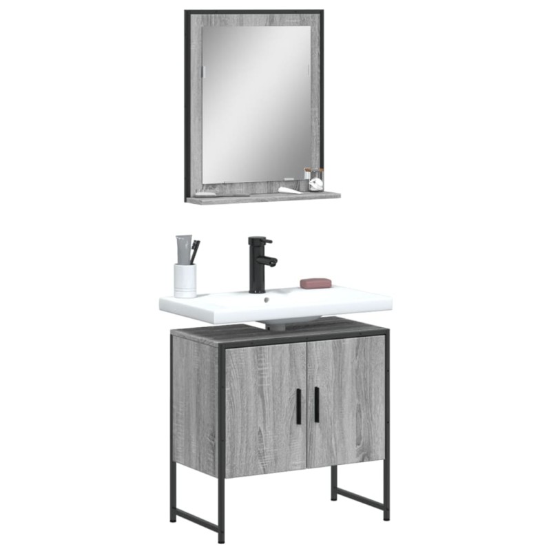 vidaXL Set de muebles de baño 2 pzas madera de ingeniería gris sonoma