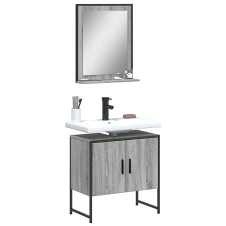 vidaXL Set de muebles de baño 2 pzas madera de ingeniería gris sonoma