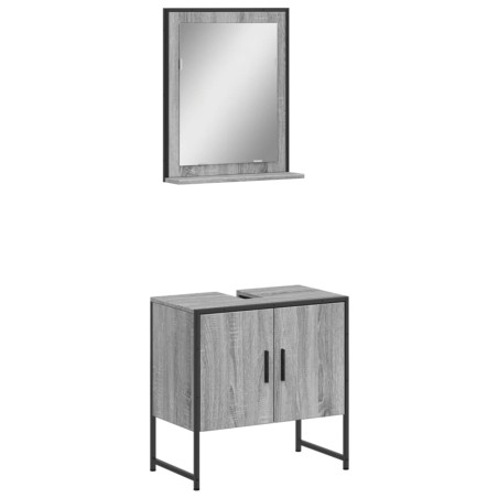 vidaXL Set de muebles de baño 2 pzas madera de ingeniería gris sonoma