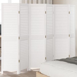 vidaXL Biombo separador de 6 paneles madera maciza Paulownia blanco
