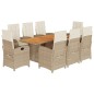 vidaXL Set comedor de jardín 9 pzas con cojines ratán sintético beige vidaXL Set comedor de jardín 9 pzas con cojines ratán sintético beige
