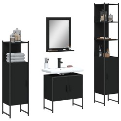 vidaXL Juego de muebles de baño 4 piezas madera de ingeniería negro