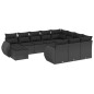 vidaXL Set de sofás de jardín 11 pzas y cojines ratán sintético negro vidaXL Set de sofás de jardín 11 pzas y cojines ratán sintético negro
