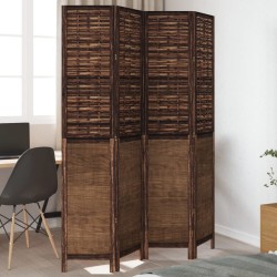 vidaXL Biombo separador de 4 paneles madera paulownia marrón oscuro