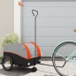 vidaXL Remolque para bicicleta hierro negro y naranja 30 kg vidaXL Remolque para bicicleta hierro negro y naranja 30 kg