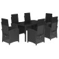 vidaXL Set de comedor de jardín 7 pzas y cojines ratán sintético negro