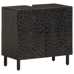vidaXL Armario de lavabo de baño madera maciza mango negro 62x33x58 cm