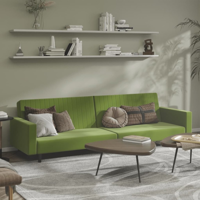 vidaXL Sofá cama de 2 plazas terciopelo verde claro vidaXL Sofá cama de 2 plazas terciopelo verde claro