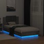vidaXL Estructura de cama cabecero luces LED gris hormigón 90x190 cm vidaXL Estructura de cama cabecero luces LED gris hormigón 90x190 cm