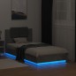 vidaXL Estructura de cama cabecero luces LED gris hormigón 75x190 cm vidaXL Estructura de cama cabecero luces LED gris hormigón 75x190 cm