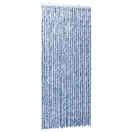 vidaXL Cortina antimoscas chenilla azul y blanco 100x200 cm