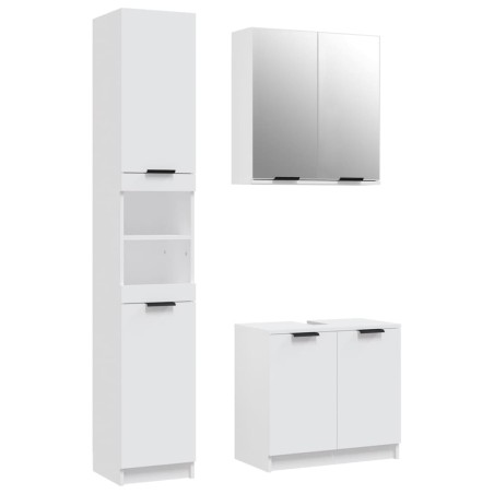 vidaXL Set de muebles de baño 3 piezas madera contrachapada blanco