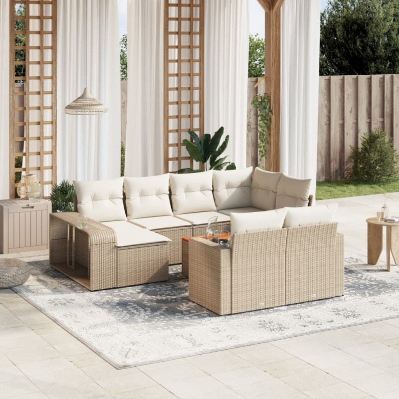 vidaXL Set de sofás de jardín 11pzas con cojines ratán sintético beige vidaXL Set de sofás de jardín 11pzas con cojines ratán sintético beige