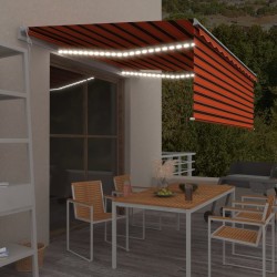 vidaXL Toldo automático persiana LED sensor viento naranja marrón 4x3m 