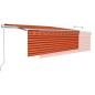 vidaXL Toldo automático persiana LED sensor viento naranja marrón 4x3m vidaXL Toldo automático persiana LED sensor viento naranja marrón 4x3m