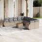 vidaXL Set de sofás de jardín 11pzas con cojines ratán sintético beige vidaXL Set de sofás de jardín 11pzas con cojines ratán sintético beige