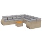 vidaXL Set de sofás de jardín 11pzas con cojines ratán sintético beige vidaXL Set de sofás de jardín 11pzas con cojines ratán sintético beige