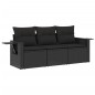 vidaXL Set de sofás de jardín con cojines 3 pzas ratán sintético negro vidaXL Set de sofás de jardín con cojines 3 pzas ratán sintético negro