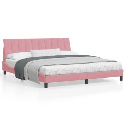 vidaXL Estructura de cama con cabecero de terciopelo rosa 180x200 cm