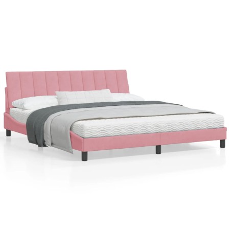 vidaXL Estructura de cama con cabecero de terciopelo rosa 180x200 cm