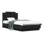 vidaXL Estructura de cama con cabecero y luces LED negro 90x190 cm vidaXL Estructura de cama con cabecero y luces LED negro 90x190 cm