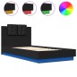 vidaXL Estructura de cama con cabecero y luces LED negro 90x190 cm vidaXL Estructura de cama con cabecero y luces LED negro 90x190 cm