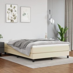 vidaXL Colchón de muelles ensacados cuero sintético crema 140x190x20cm