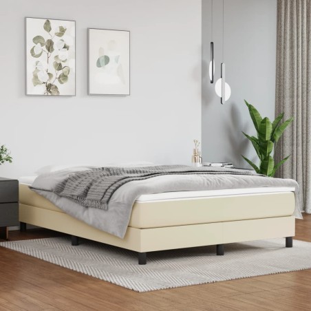 vidaXL Colchón de muelles ensacados cuero sintético crema 140x190x20cm