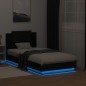 vidaXL Estructura de cama con cabecero y luces LED negro 90x190 cm vidaXL Estructura de cama con cabecero y luces LED negro 90x190 cm