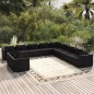 vidaXL Set muebles de jardín 11 pzas y cojines ratán sintético negro vidaXL Set muebles de jardín 11 pzas y cojines ratán sintético negro