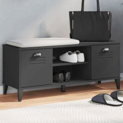 vidaXL Banco zapatero VIKEN madera maciza de pino negro 106x35x45 cm