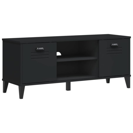 vidaXL Banco zapatero VIKEN madera maciza de pino negro 106x35x45 cm