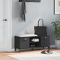 vidaXL Banco zapatero VIKEN madera maciza de pino negro 106x35x45 cm vidaXL Banco zapatero VIKEN madera maciza de pino negro 106x35x45 cm