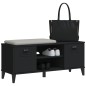 vidaXL Banco zapatero VIKEN madera maciza de pino negro 106x35x45 cm vidaXL Banco zapatero VIKEN madera maciza de pino negro 106x35x45 cm