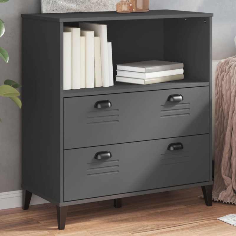 vidaXL Librería VIKEN madera maciza de pino gris antracita 80x40x90 cm vidaXL Librería VIKEN madera maciza de pino gris antracita 80x40x90 cm
