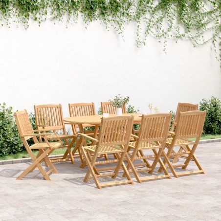 vidaXL Juego de comedor de jardín 9 piezas madera maciza de acacia