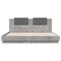 vidaXL Estructura de cama cabecero luces LED gris hormigón 200x200 cm vidaXL Estructura de cama cabecero luces LED gris hormigón 200x200 cm