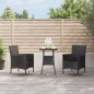 vidaXL Mesita y sillas jardín 3 pzas y cojines ratán sintético negro vidaXL Mesita y sillas jardín 3 pzas y cojines ratán sintético negro